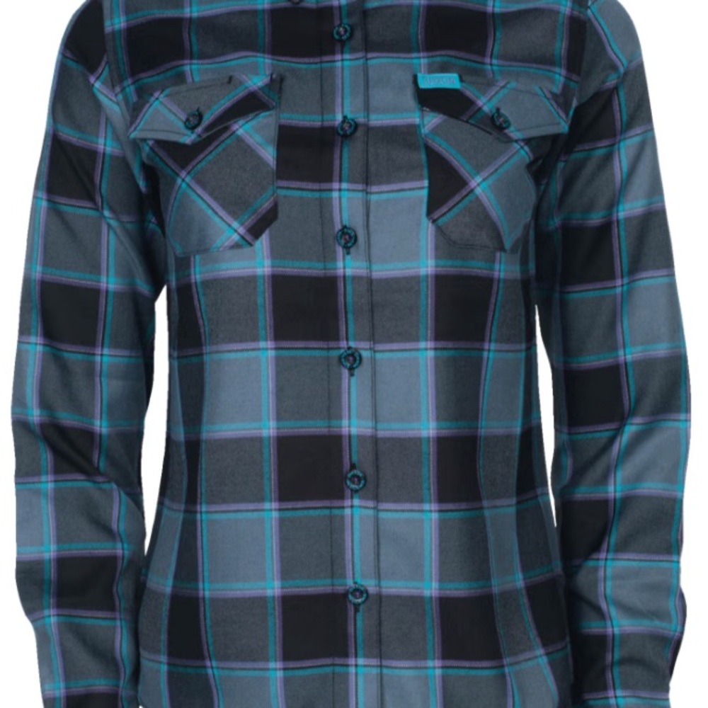 DIXXON Teal and Black Plaid Women's Jacket
